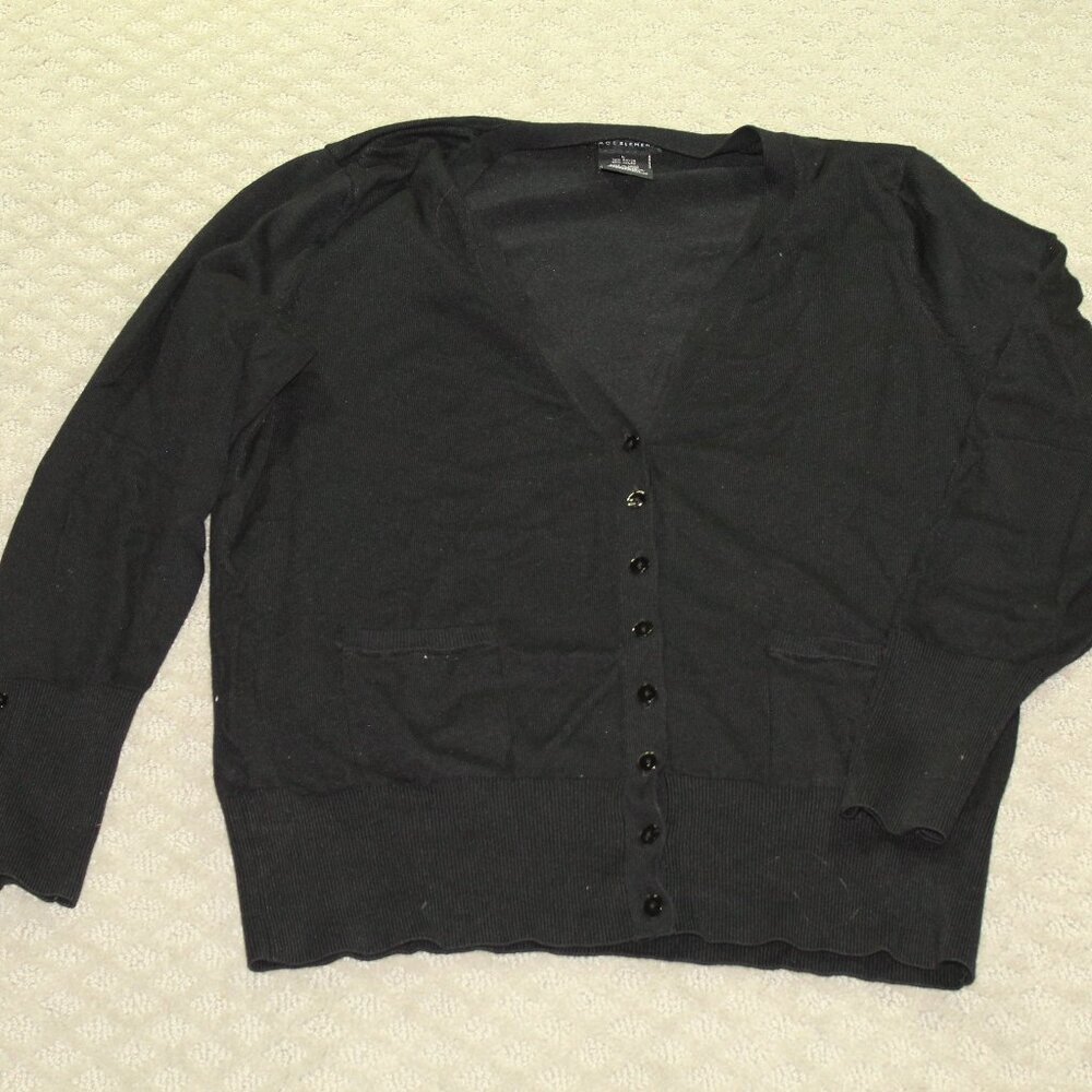 Grace Elements Women's L Black Button Up Sweater